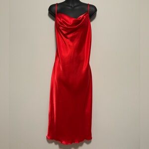 Bebe Vibrant Red Cowl Neck Slip Dress | Size XL